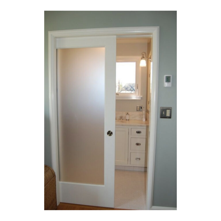 Installed photo of the 1000 series built-up 3-wheel pocket door frame.